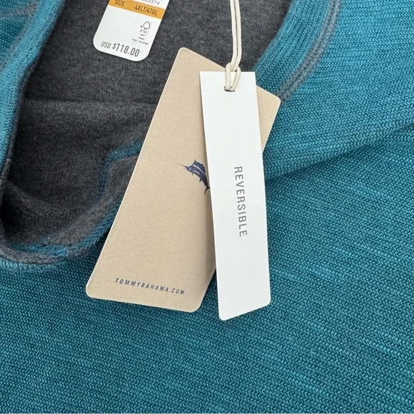 NWT Tommy Bahama Men's 4XLT Fliprider Abaco Reversible Cotton Sweatshirt $118